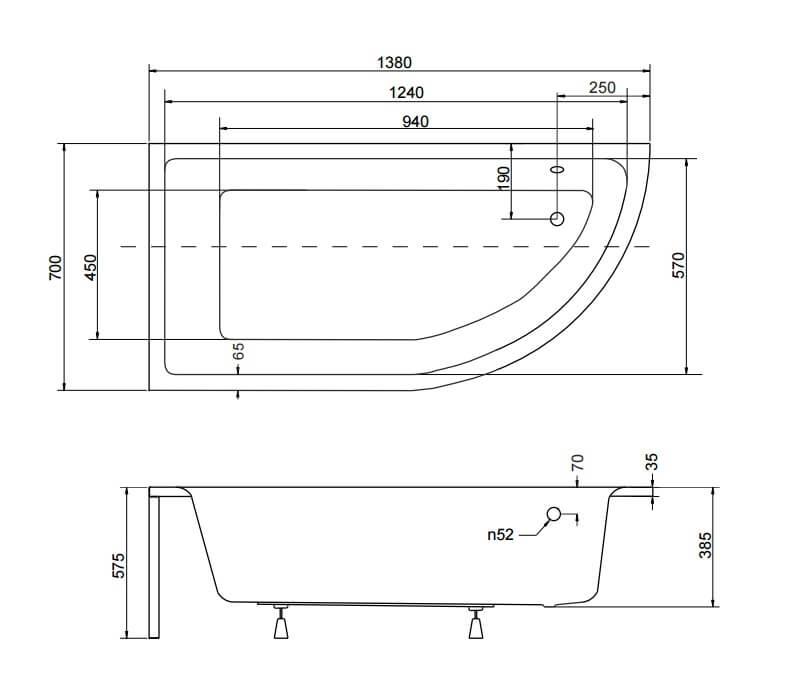 Besco PRAKTIKA čelný panel k vani PRAKTIKA 150 cm pravý