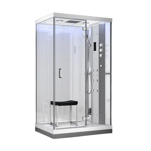 M-SPA - Pravý biely hydromasážny a parný saunový sprchovací box 120 x 90 x 217 cm