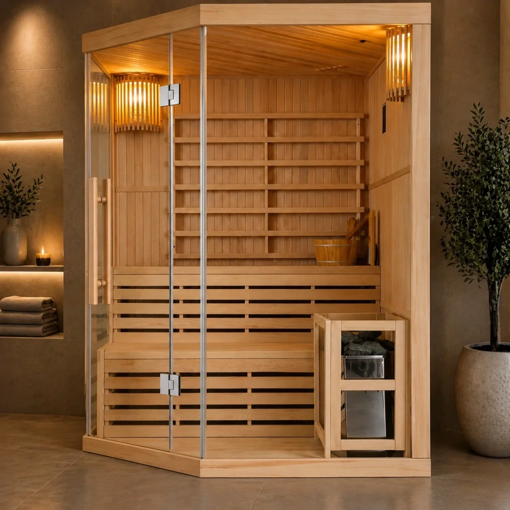 Fínska sauna Sanotechnik Tallinn pre 3 osoby, 150 × 150 cm