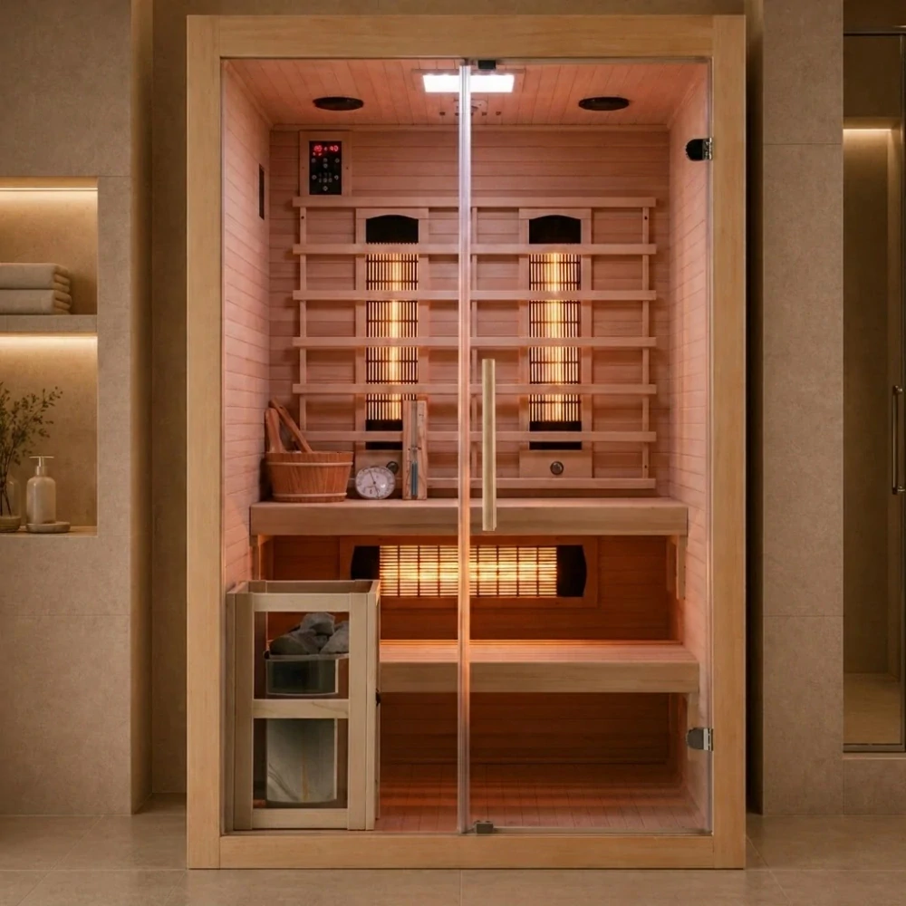 Kombinovaná sauna pre 2 osoby Sanotechnik TwinCombi 130 × 120 cm (fínska + infrasauna)