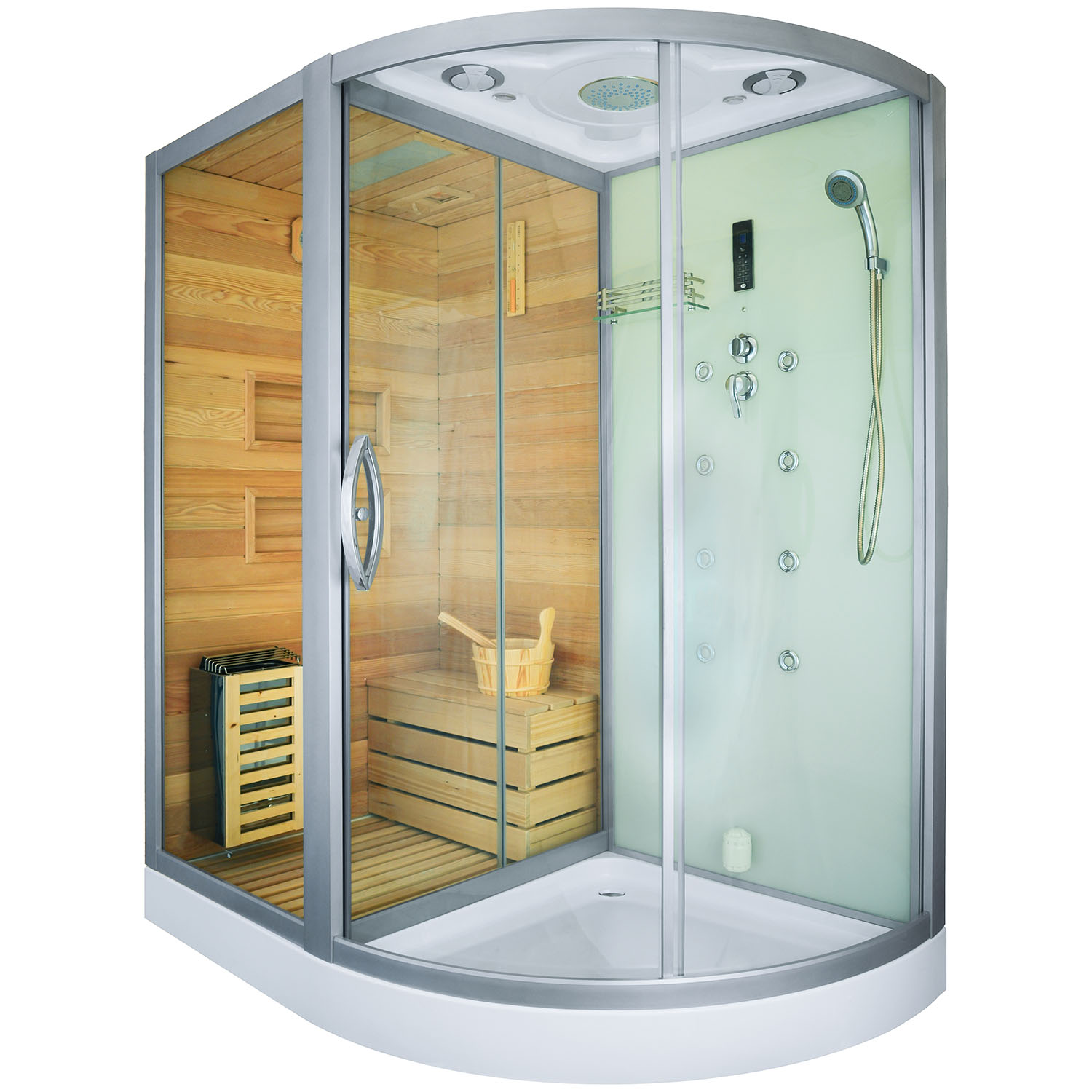 Suchá sauna, parný kúpeľ a sprchový kút TRIO ľavá 180X110X223CM