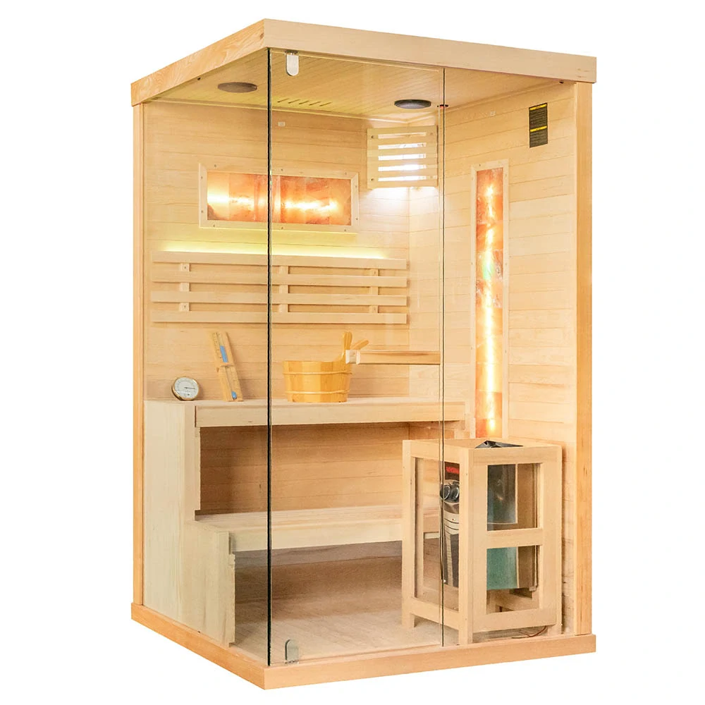 Suchá sauna EP2S PRAVÁ so soľným kameňom a izoláciou stien, 2-miestna, 120x120x200cm, 3,5kW