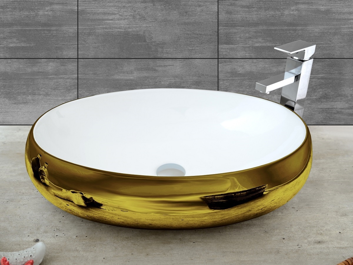 REA - Umývadlo Melania Gold / White