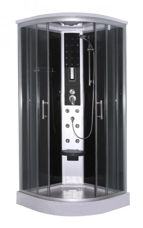 Sanotechnik - QuickLine Scala - sprchový box štvrťkruh 90 x 90 x 215cm - čierny