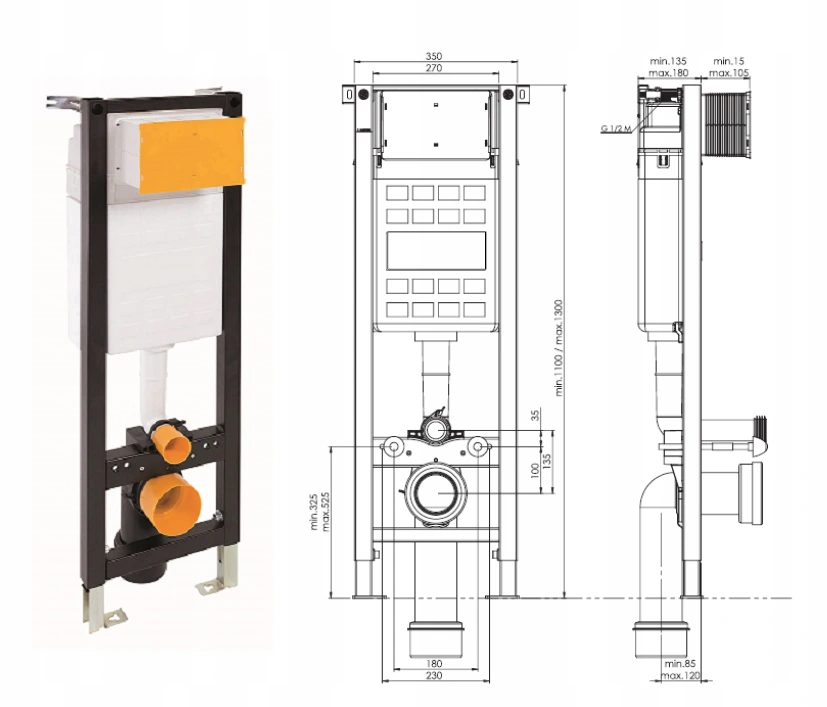 Podomietkový modul FLUIDMASTER Eco-Box+ misa ARCTIC + doska + úchyty+podložka+tlačidlo 5 v1