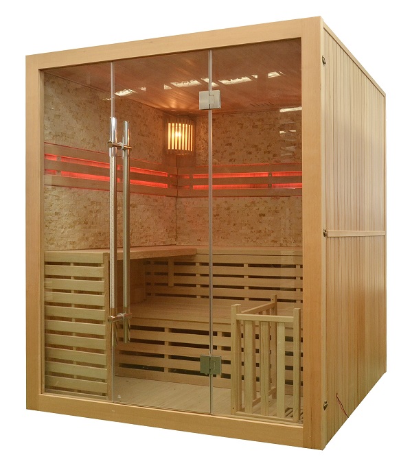 M-Spa - EA4K - Suchá sauna so saunovou pecou pre 4 osoby 180 x 160 x 200 cm s kamenným obkladom