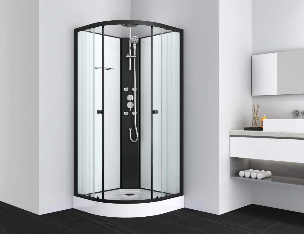 Sanotechnik - RELOAD black - sprchový box štvrťkruh - 90x90x232 cm