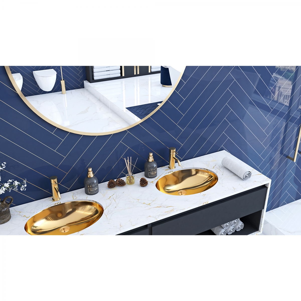 REA - Umývadlo NEL zlaté 