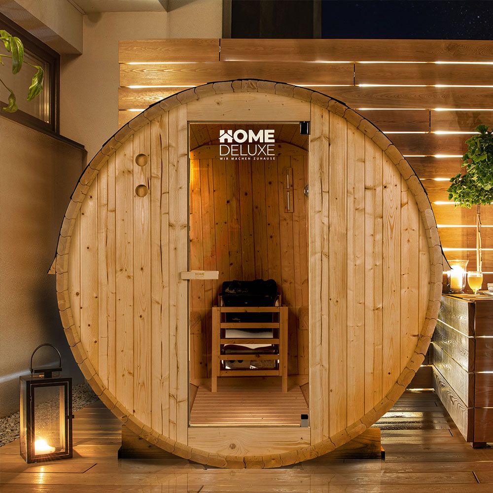 Vonkajšia sudová sauna LAHTI XL - 195 x 220 cm pre 4 osoby