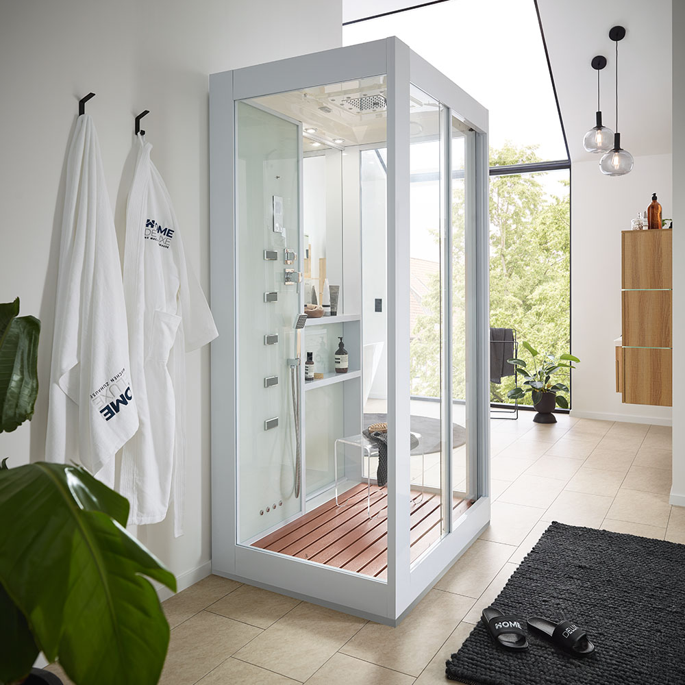 LUXOR XL Parná sprcha s vodopádom a parná sauna - 120 x 90 cm čierna