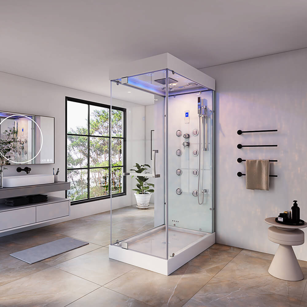 Parná sprcha s vodopádom a LED osvetlením DESIGN M - 80 x 120 cm