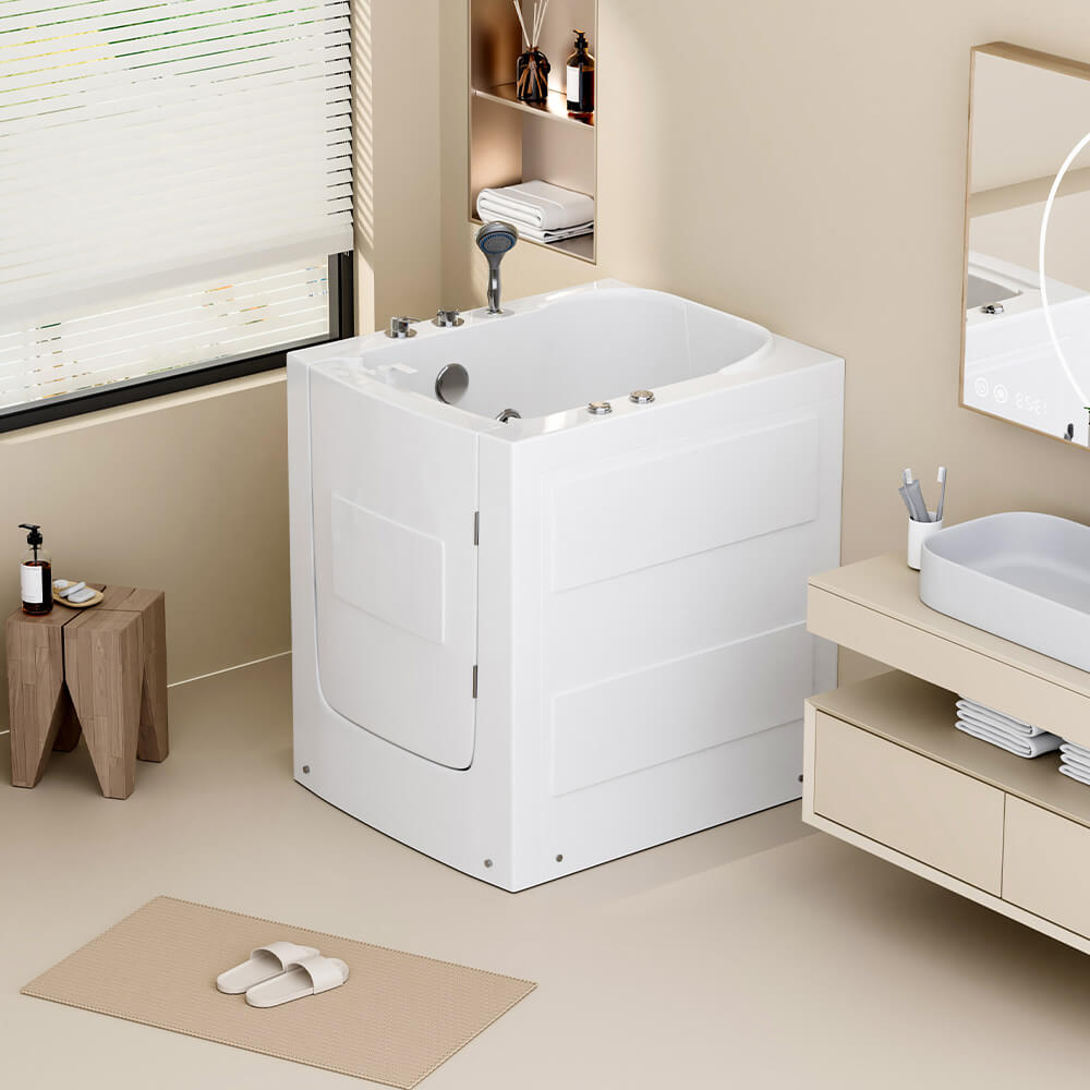 Bezbariérová sedacia vaňa s hydromasážou VITAL L - 85 x 95 cm pravá