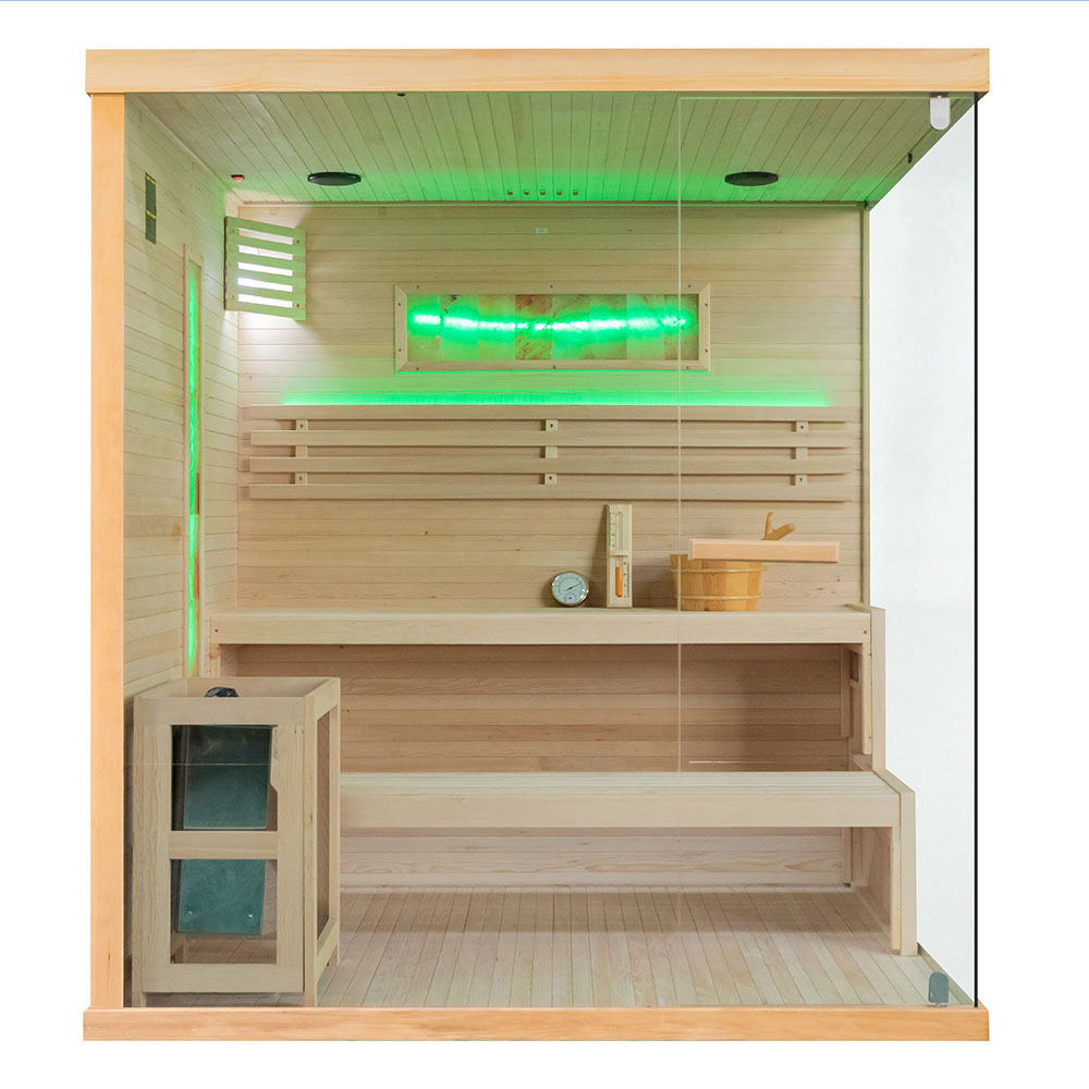 Suchá sauna s pieckou EA4S ĽAVÁ so soľným kameňom a izoláciou stien, 4-5 miestna, 220x200x200cm, 8,0kW