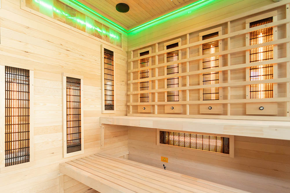 M-SPA EP4R XL Ľavá infrasauna s himalájskymi soľnými kameňmi 180 x 160 x 200 cm