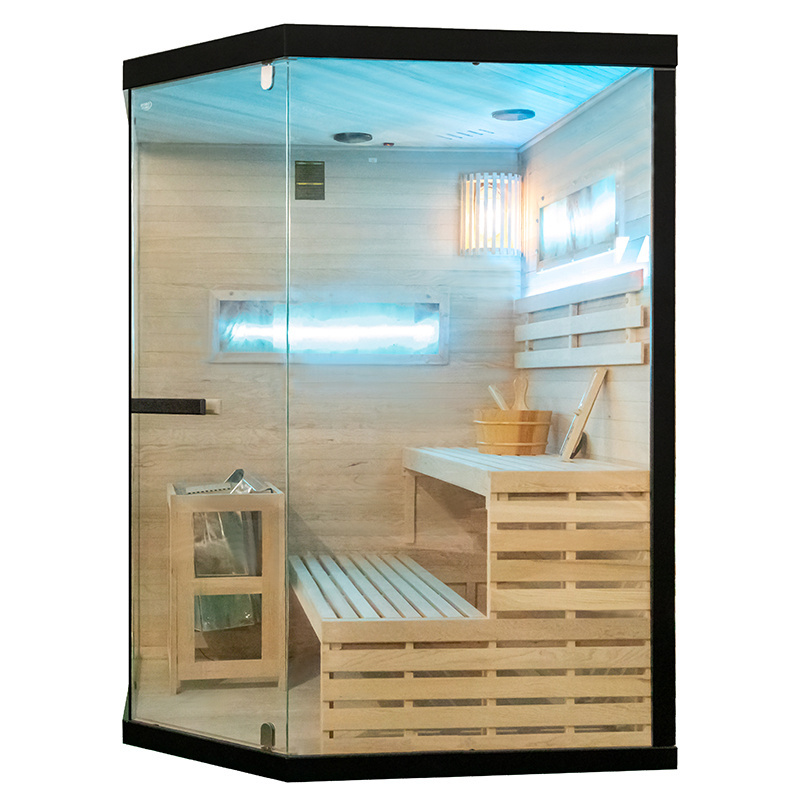 Suchá sauna Relax HYD-4784 s pieckou HARVIA 6 kW pre 4 - 5 osôb so soľným kameňom 150 x 150 x 200 cm