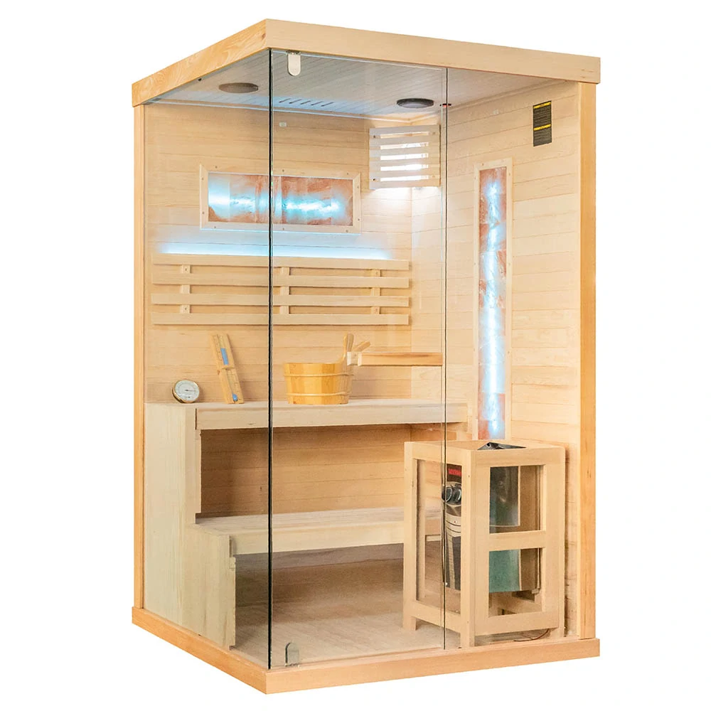 Suchá sauna EP2S PRAVÁ so soľným kameňom a izoláciou stien, 2-miestna, 120x120x200cm, 3,5kW