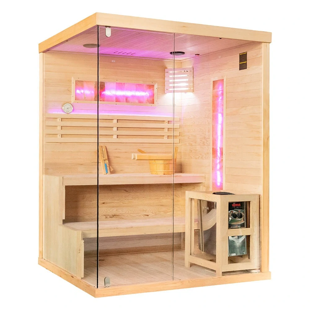Suchá sauna EP2S XL PRAVÁ so soľným kameňom a izoláciou stien, 2-miestna, 150x120x200cm, 4,5kW