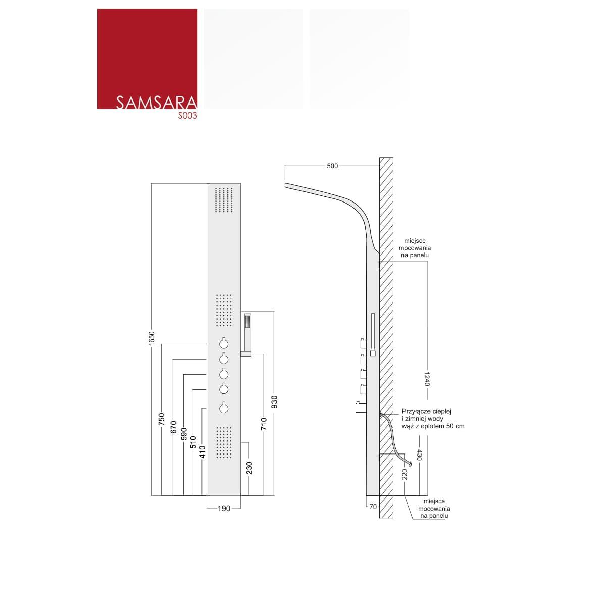 Hydromasážny sprchový panel Corsan S-003 Samsara čierny
