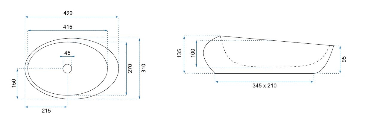 REA - Umývadlo na dosku ROXY D STONE