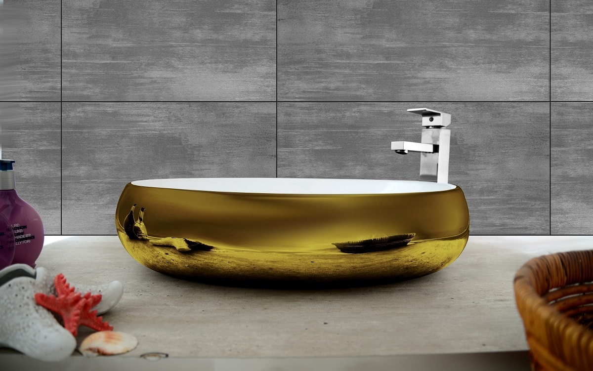 REA - Umývadlo Melania Gold / White