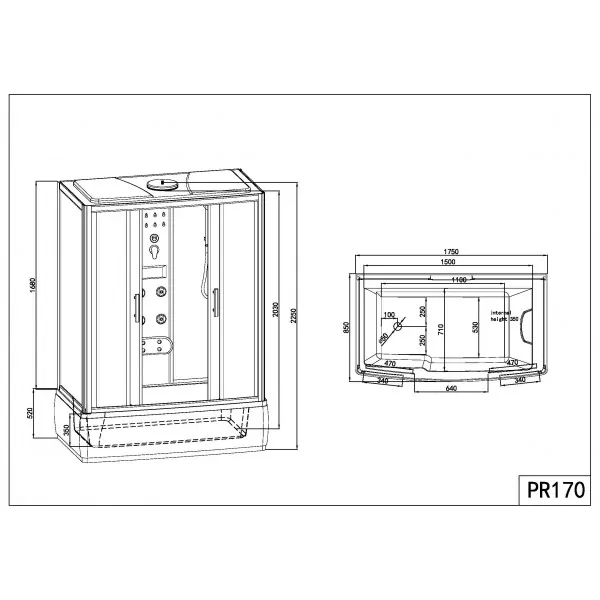 Sanotechnik - Nevada 170 sprchový box s obdĺžnikovou vaňou 170x85x223cm