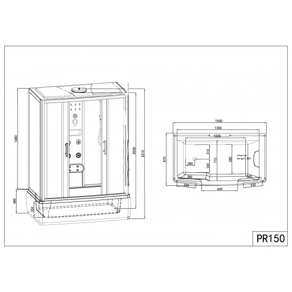 Sanotechnik - Nevada 150 sprchový box s vaňou obdĺžnik 150x85x223cm