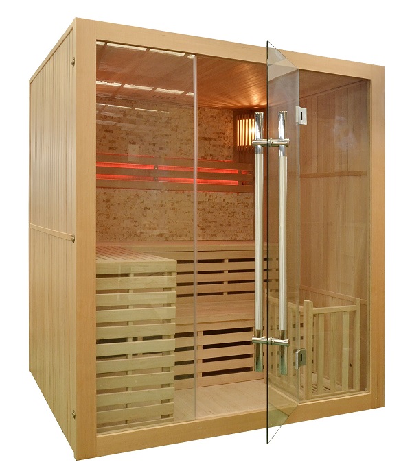 M-Spa - EA4K - Suchá sauna so saunovou pecou pre 4 osoby 180 x 160 x 200 cm s kamenným obkladom