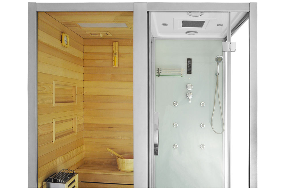M-SPA - Ľavá suchá sauna s parou a sprchová kabína TRIO 180 x 110 x 223 cm 6 kW