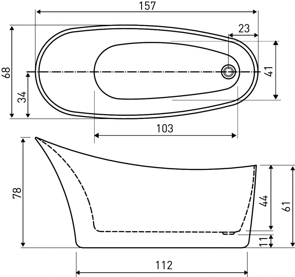 Voľne stojaca vaňa Maya 157 cm + zátka + sifón