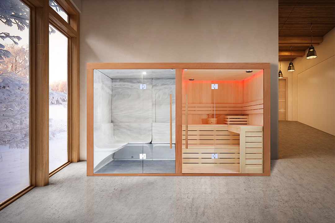 M-SPA - Suchá sauna s pieckou + parná 340 x 175 x 210 cm 6 kW