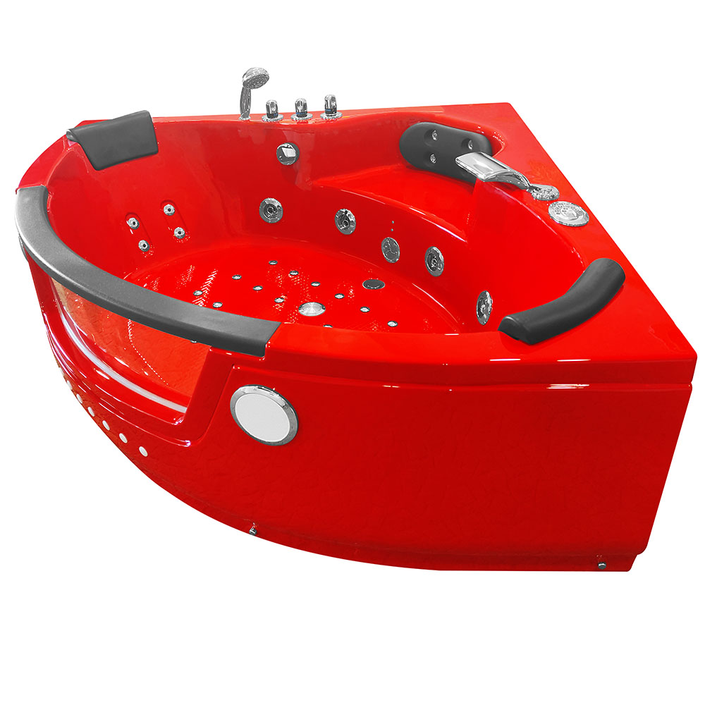 M-SPA - Červená kúpeľňová vaňa TURBO SPA s hydromasážou 152 x 152 x 56 cm