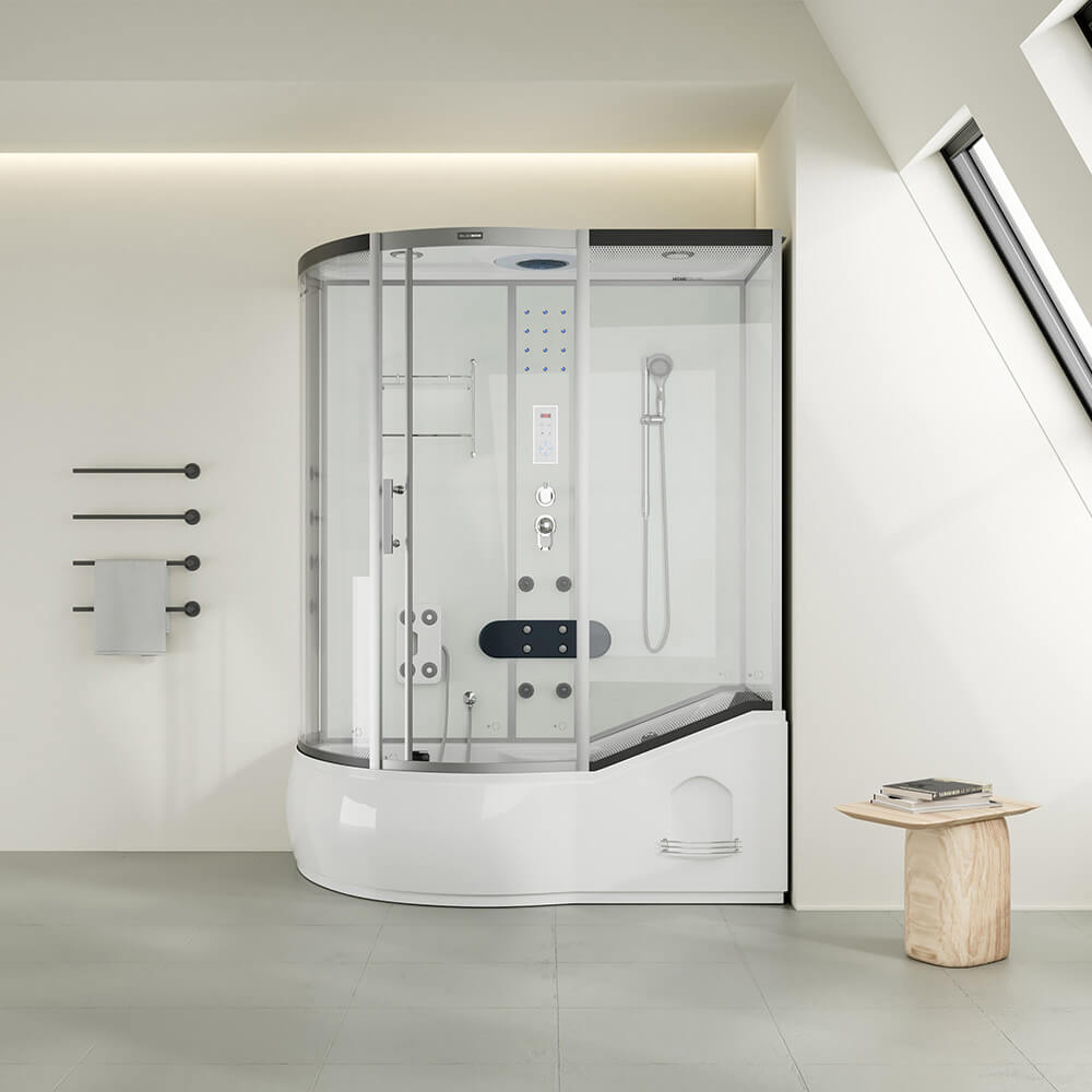 Hydromasážny sprchový kút s vaňou ALLIN 2IN1 - 170 x 90 Biely Ľavý