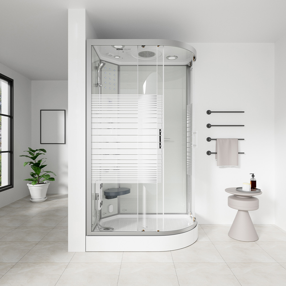 BIELA ​​PERLA Parná sprcha s vodopádom a parná sauna - 120 x 80 cm
