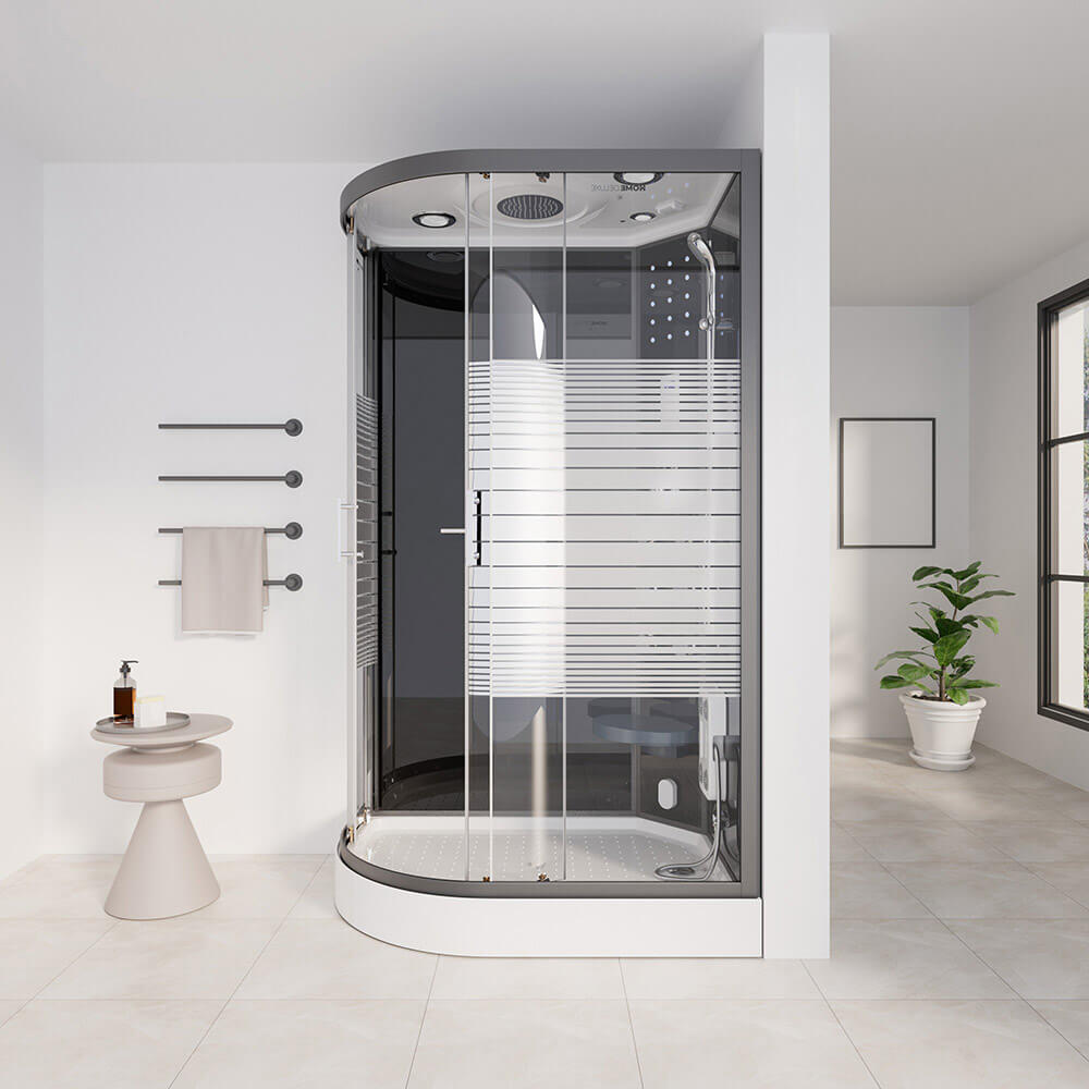 ČIERNA PERLA Parná sprcha s vodopádom a parná sauna - 120 x 80 cm