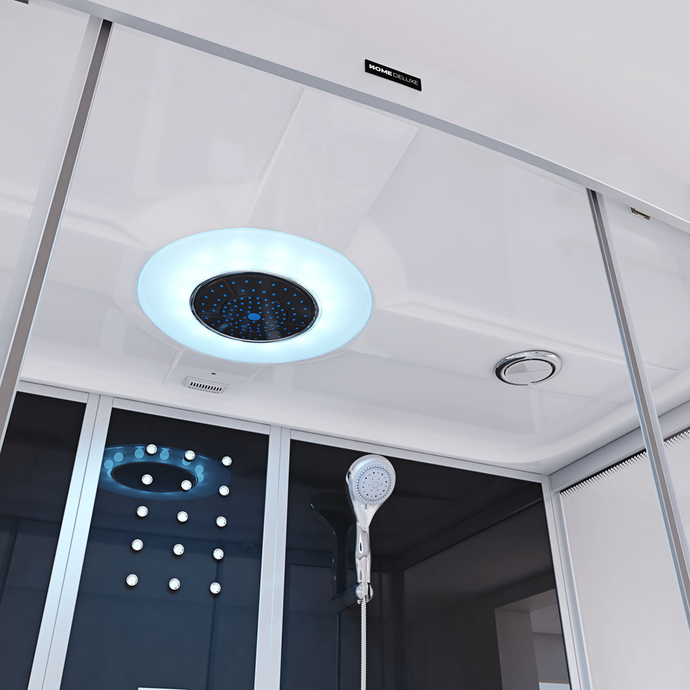 DIAMOND BIG Parná sprcha s funkciou vírivky a LED osvetlením - 190 x 100 cm čierna
