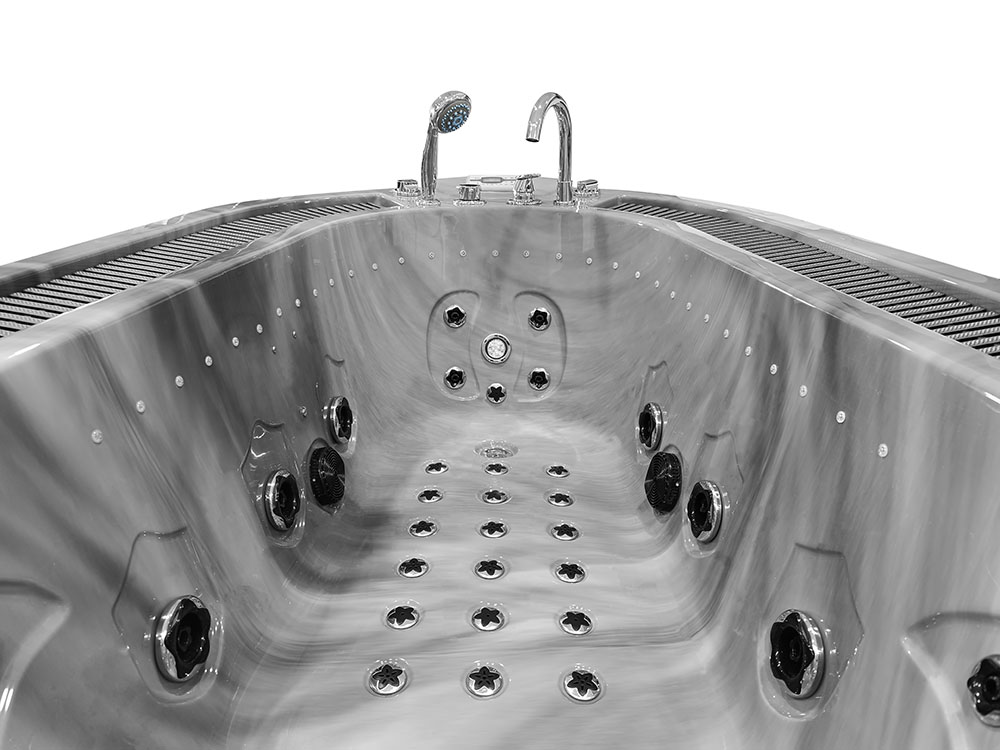 M-SPA - Kúpeľňová vaňa s hydromasážou šedá s čiernym krytom 208 x 135 x 67 cm