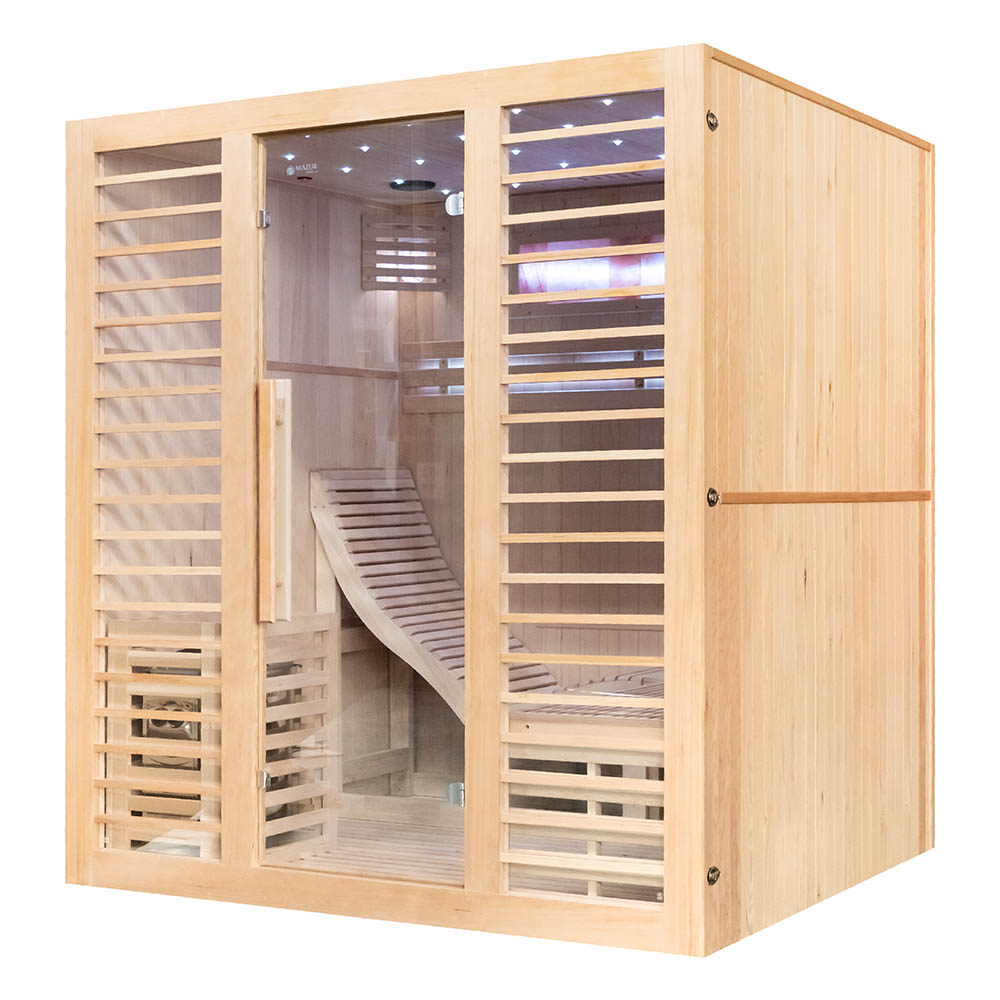 Suchá sauna s kachľami HARVIA 6 kW, soľným kameňom a izoláciou stien 180X160X200CM