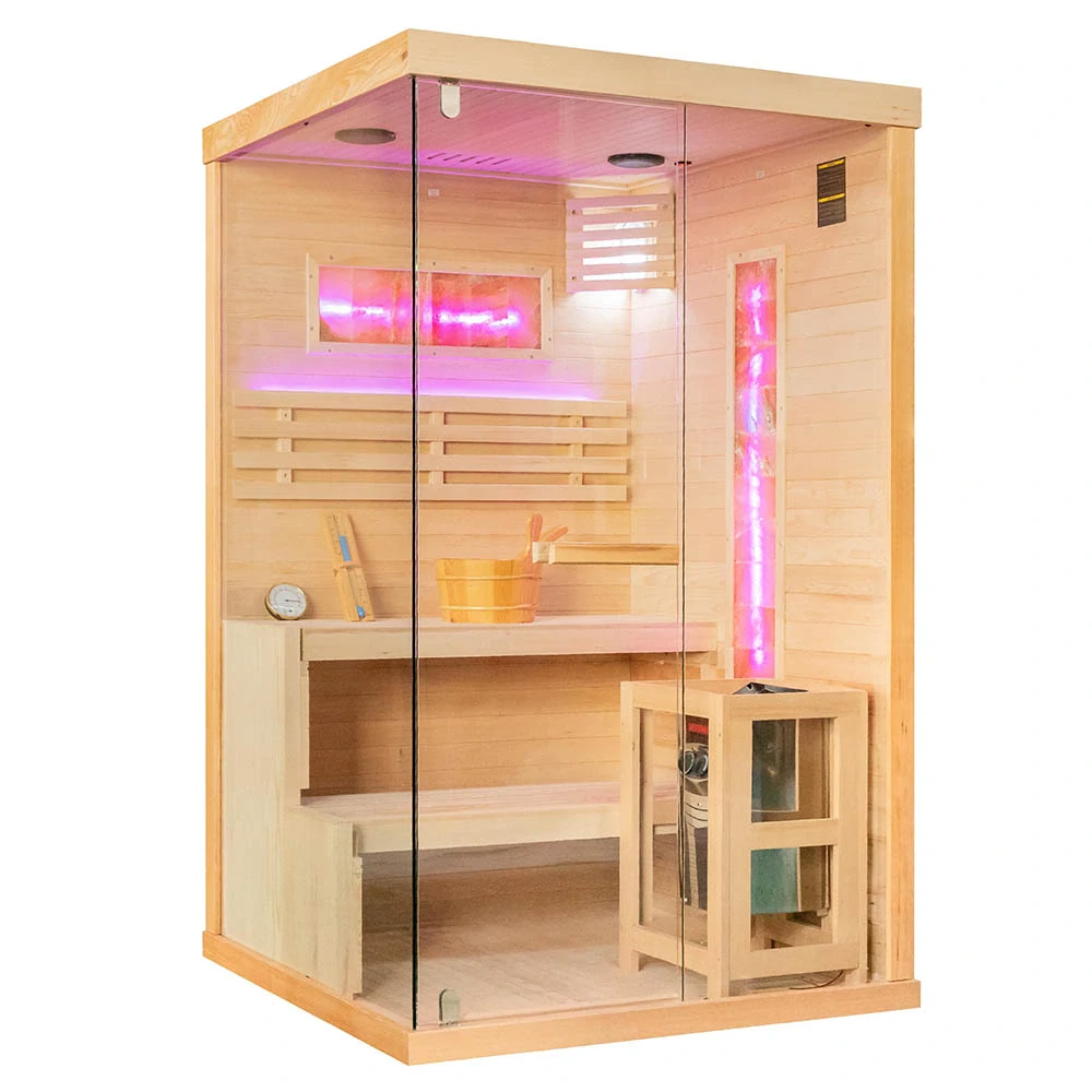 Suchá sauna EP2S PRAVÁ so soľným kameňom a izoláciou stien, 2-miestna, 120x120x200cm, 3,5kW