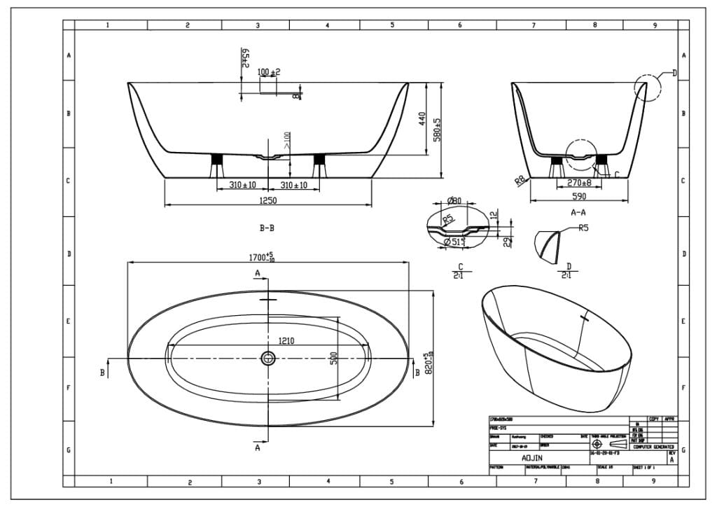 Sanotechnik - Miami - Samostatne stojaca vaňa 170 x 82cm biely lesk