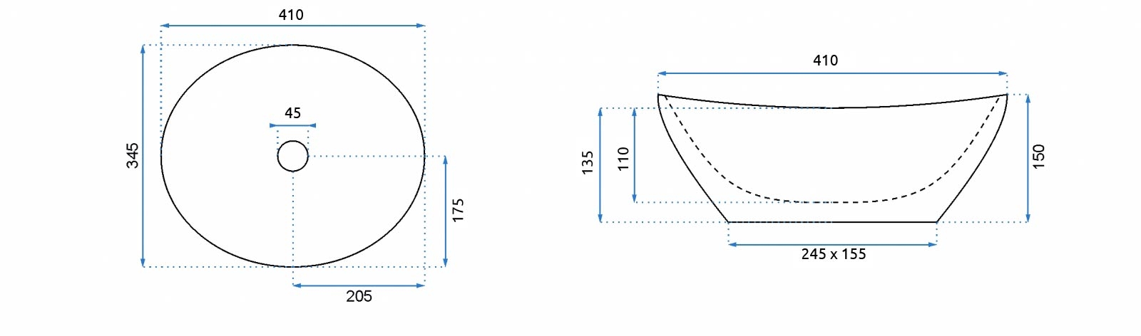 REA - Umývadlo SOFIA strieborná / strieborná S / S