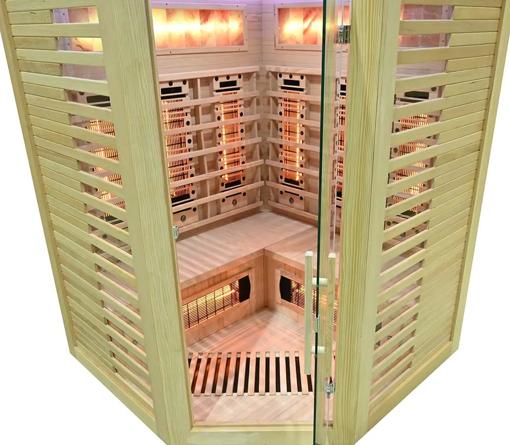 Infrasauna pre 3 osoby so soľným kameňom + turmalíny 150x150x190cm