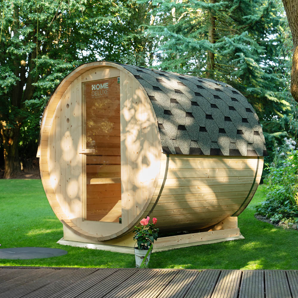 Vonkajšia sudová sauna LAHTI L - 195 x 180 cm pre 4 osoby