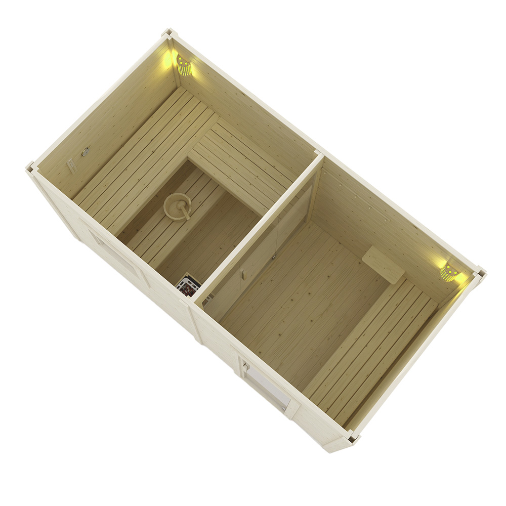 Vonkajší saunový domček s predsieňou TALO XL - 400 x 217 cm pre 5 osôb
