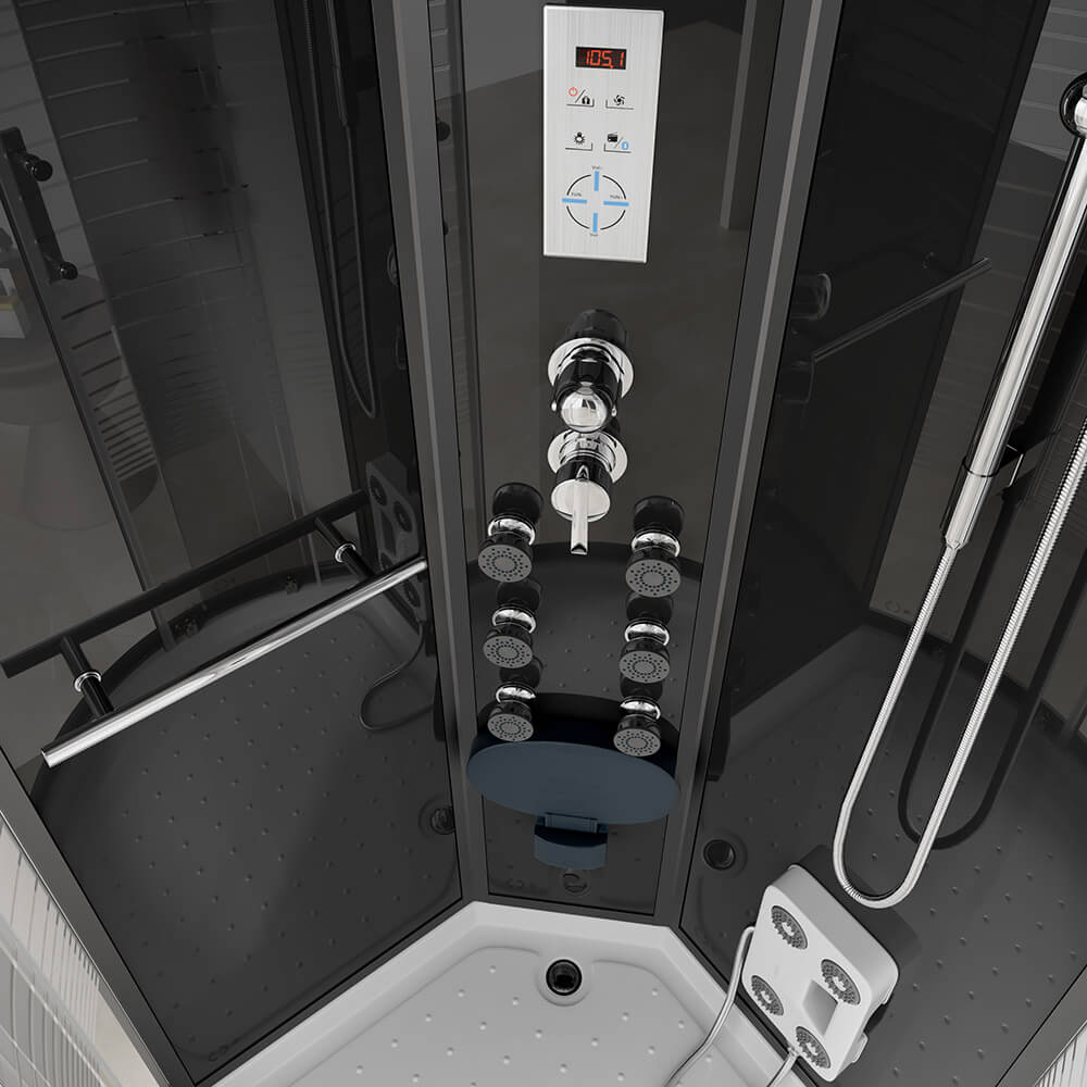 ČIERNA PERLA Sprchový kút s dažďovou sprchou - 100 x 100 cm