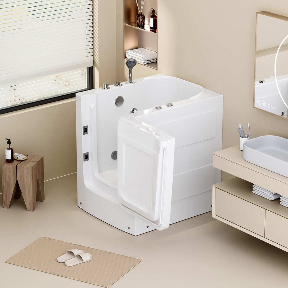 Bezbariérová sedacia vaňa s hydromasážou VITAL L - 85 x 95 cm pravá