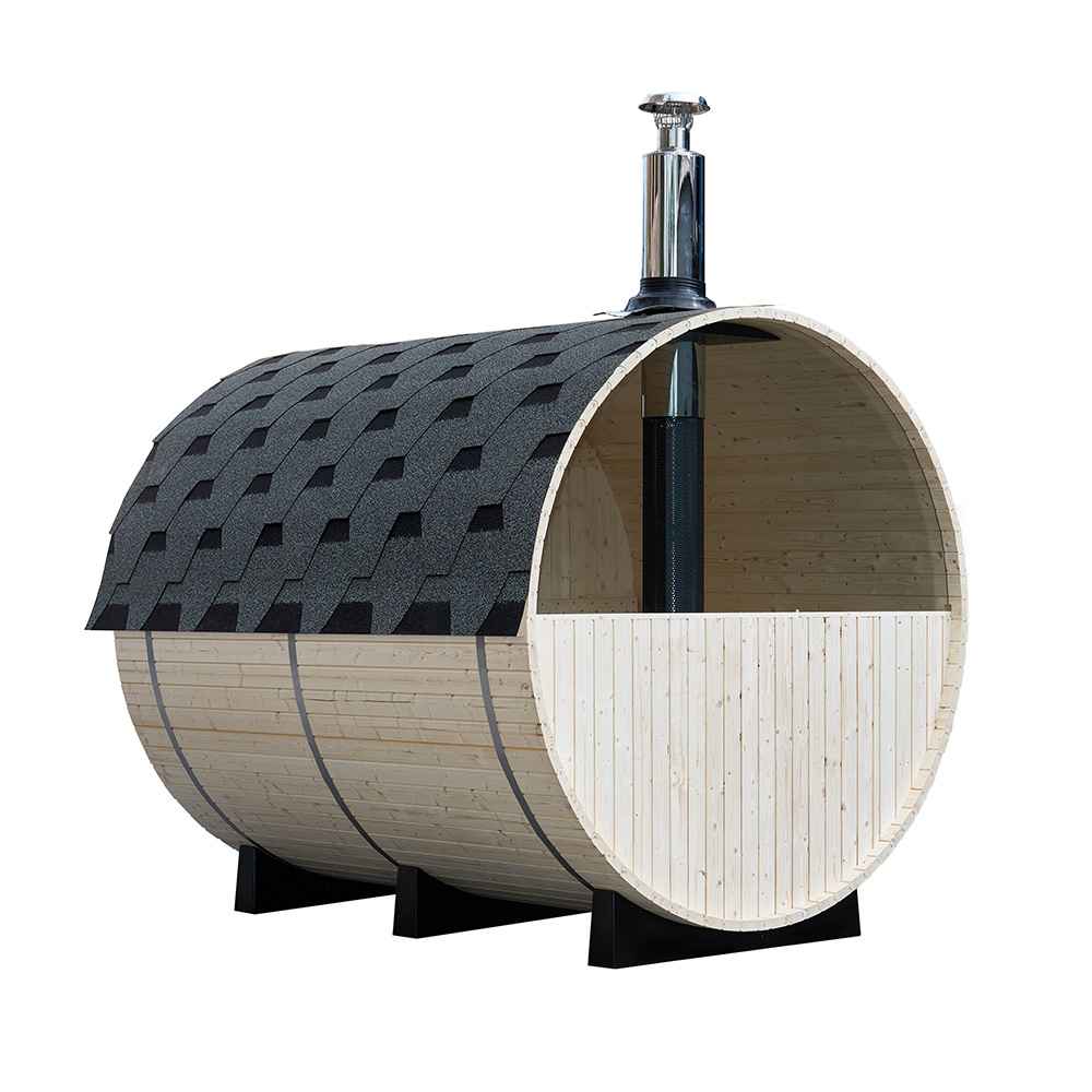 Sudová sauna s kachľovou pecou LAGOM DELUXE pre 4-6 osôb - ⌀ 210 x 240 cm