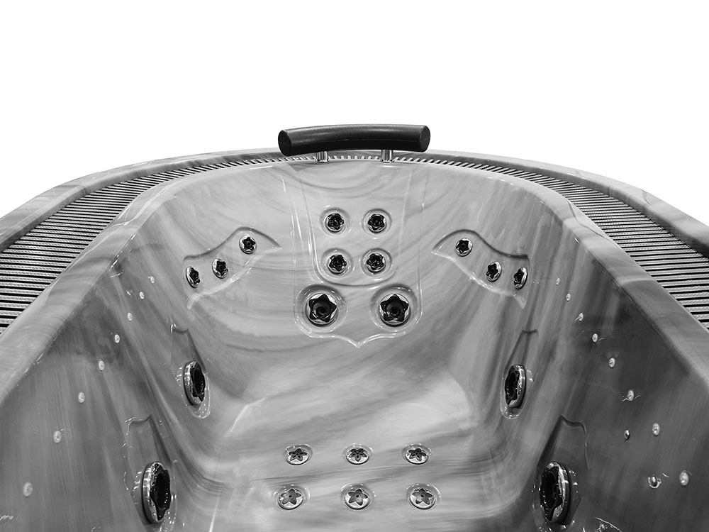 M-SPA - Kúpeľňová vaňa s hydromasážou šedá s čiernym krytom 208 x 135 x 67 cm