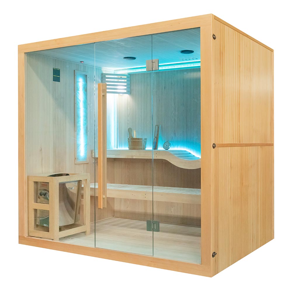 Sucha sauna EA5S s kachlami harvia 8 kw solnym kamenom a izolaciou stien 210 x 160 x 200 cm