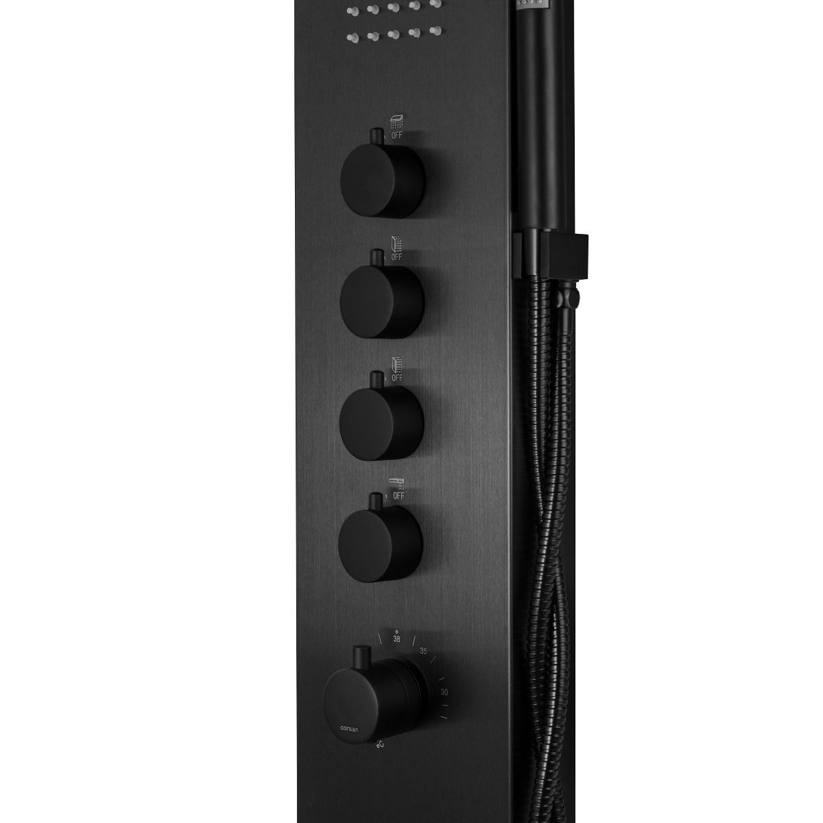 Hydromasážny sprchový panel Corsan S-003 Samsara čierny