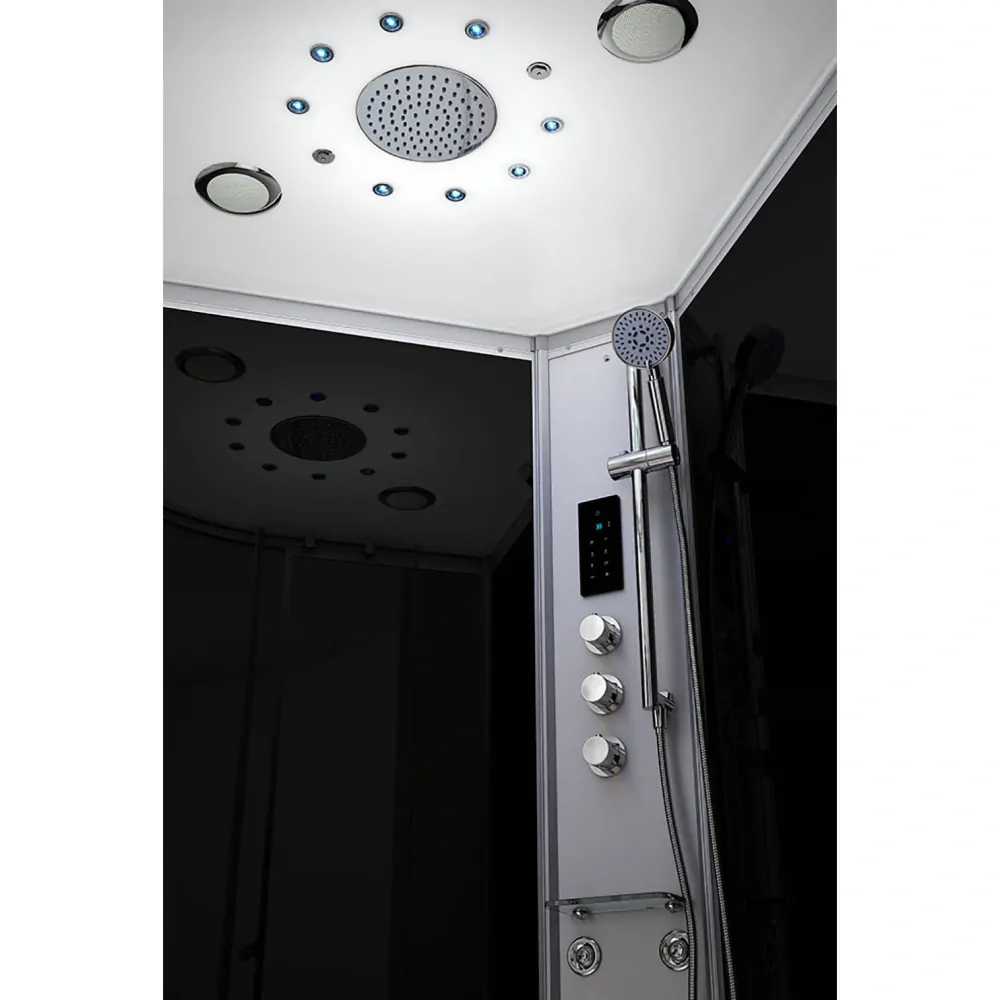 M-SPA - Čierny hydromasážny sprchový box a parná sauna 90 x 90 x 217 cm